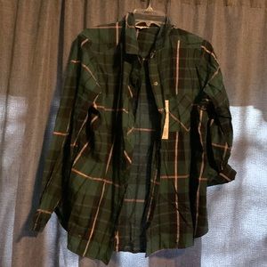 Dark green shimmer women’s plaid flannel XL